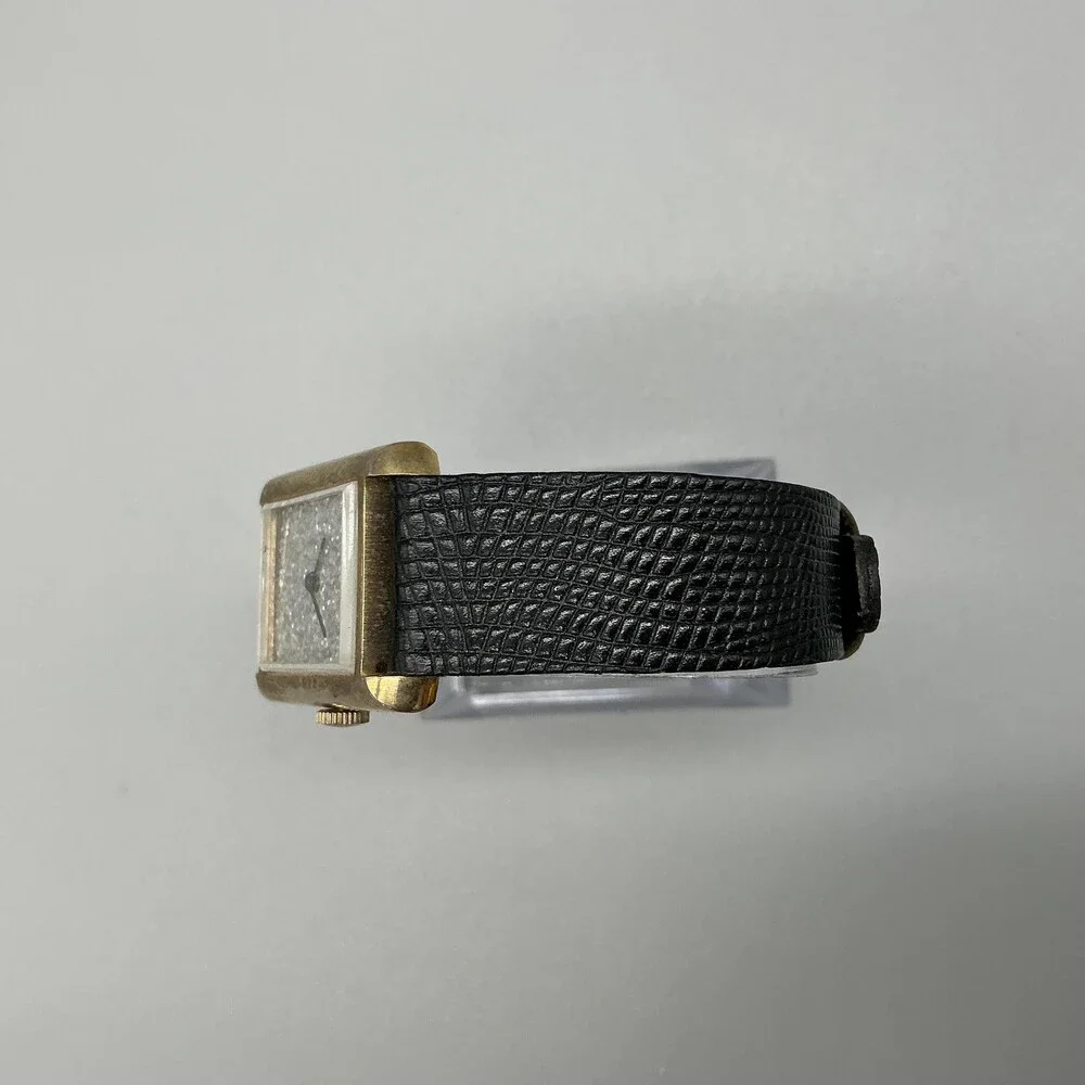 Vintage Womens Watch 24mm Multicolor Glitter Dial Gold Tone Tank Manual Wind
